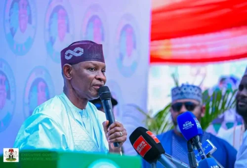 Gov Yusuf Receives APC Governorship Flag As Kano Takes Centre Stage At Tinubu’s 2027 Campaign Flag-off